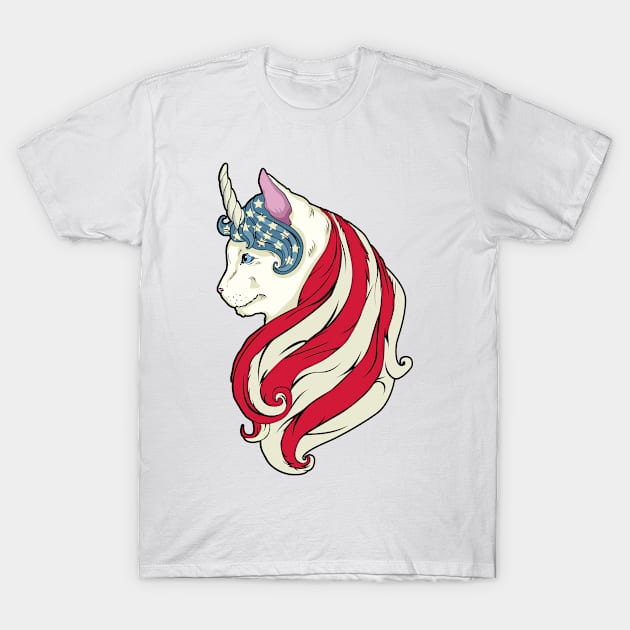 American Independance day Cat T-Shirt by BOEC Gear